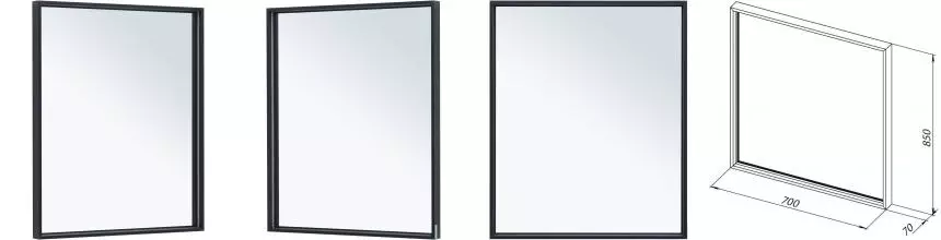 Зеркало «Allen Brau» Liberty 70 с подсветкой чёрный браш