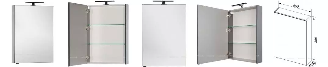 Зеркало «Aquanet» Алвита 60 без света серый антрацит левый