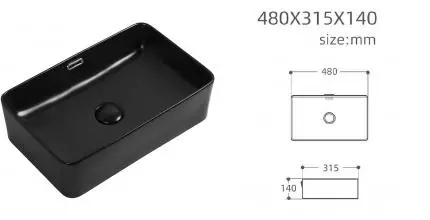 Раковина «Aquanet» Perfect-2-MB 48/32 273677 фарфоровая черная