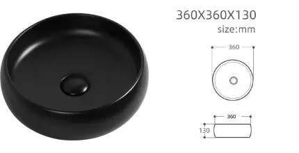 Раковина «Aquanet» Round-1-MB 36 273680 фарфоровая черная Раковина «Aquanet» Round-1-MB 36 273680 фарфоровая черная