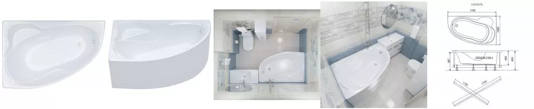 Ванна акриловая «Triton» Изабель 170/100 (Щ0000048750) с каркасом без сифона белая правая Ванна акриловая «Triton» Изабель 170/100 (Щ0000048750) с каркасом без сифона белая правая