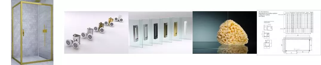 Душевой угол-ограждение «Vegas Glass» ZP+ZPV Tur Novo 100/100 прозрачный/глянцевое золото  без поддона универсальный