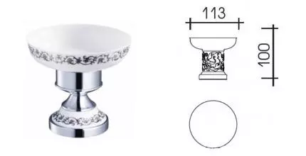 Мыльница «Schein» Carving 7065007 на стол хром/белая Мыльница «Schein» Carving 7065007 на стол хром/белая
