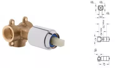 Внутренняя часть смесителя «Vitra» Stop valves A41455 хром Внутренняя часть смесителя «Vitra» Stop valves A41455 хром