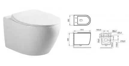 Подвесной унитаз безободковый «Art&Max» Elegant AM9316CHR (AM9316SC) белый с сиденьем дюропласт с микролифтом белое Подвесной унитаз безободковый «Art&Max» Elegant AM9316CHR (AM9316SC) белый с сиденьем дюропласт с микролифтом белое