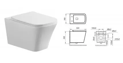 Подвесной унитаз безободковый «Art&Max» Platino AM9321CHR (AM9321SC) белый с сиденьем дюропласт с микролифтом белое Подвесной унитаз безободковый «Art&Max» Platino AM9321CHR (AM9321SC) белый с сиденьем дюропласт с микролифтом белое