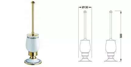 Ёршик для унитаза «Schein» Saine Gold 7053032VF напольный золотой/белый