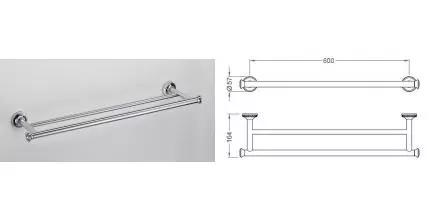 Полотенцедержатель двойной «Schein» Superior 7066040 на стену хром