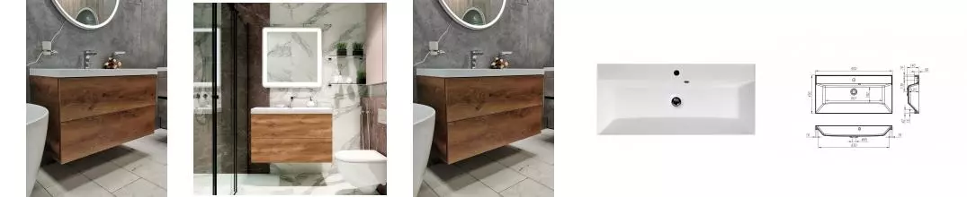 Тумба с раковиной «Art&Max» Verona push 90 (Am-lav 90) подвесная Rovere Chiaro Celtico