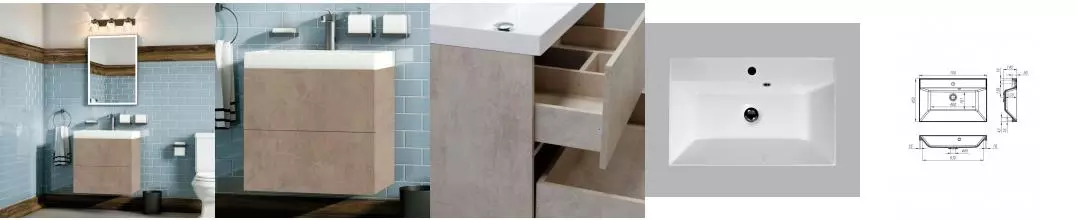 Тумба с раковиной «Art&Max» Verona push 70 (Am-lav 70) подвесная Pietra Chiaro Тумба с раковиной «Art&Max» Verona push 70 (Am-lav 70) подвесная Pietra Chiaro