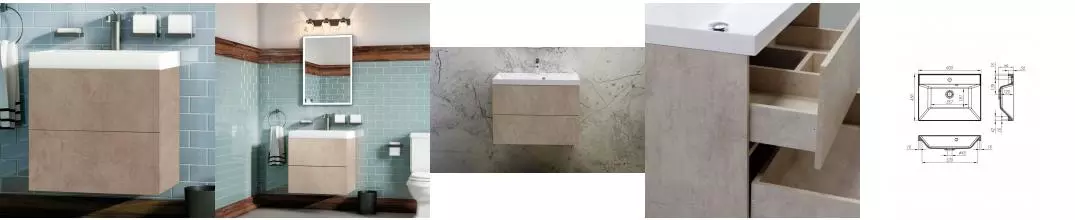 Тумба с раковиной «Art&Max» Verona push 60 (Am-lav 60) подвесная Pietra Chiaro