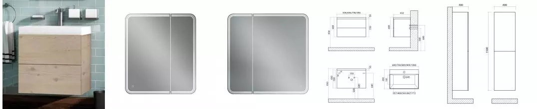 Мебель для ванной подвесная «Art&Max» Verona push 70 Gascon Pine Chiaro