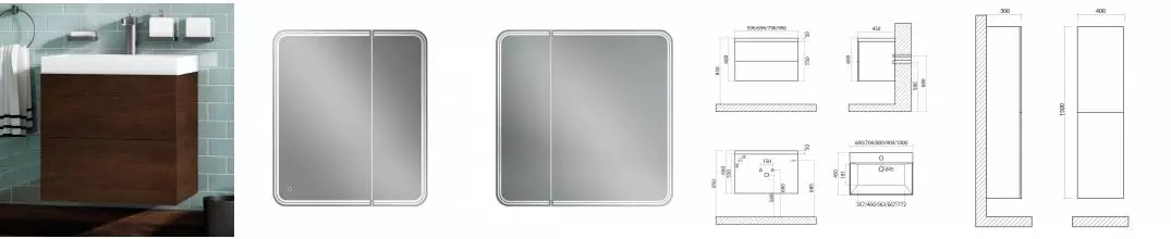 Мебель для ванной подвесная «Art&Max» Verona push 70 Rovere Barrick Мебель для ванной подвесная «Art&Max» Verona push 70 Rovere Barrick