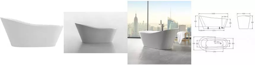 Ванна акриловая «Belbagno» BB63-1800-W0 180/87 без перелива с ножками без сифона белая Ванна акриловая «Belbagno» BB63-1800-W0 180/87 без перелива с ножками без сифона белая