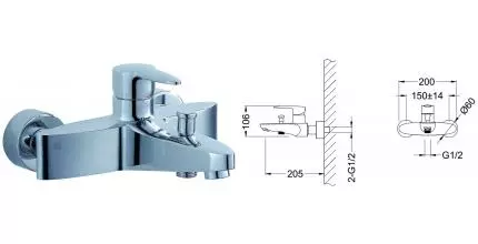 Смеситель для ванны «Schein» Leaf 48205/8032020 хром Смеситель для ванны «Schein» Leaf 48205/8032020 хром