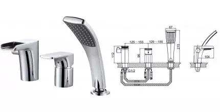 Смеситель на борт ванны «D&K» Berlin Freie DA1434201 хром
