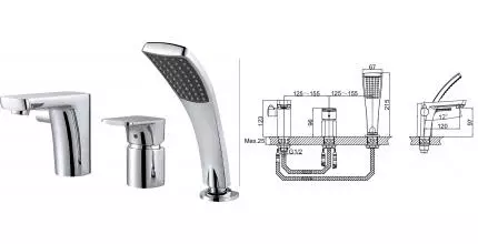 Смеситель на борт ванны «D&K» Berlin Freie DA1434901 хром