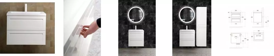 Тумба с раковиной «Art&Max» Platino 58 (Am-lav 58) подвесная белый глянец