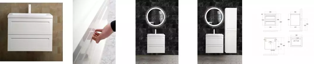 Тумба с раковиной «Art&Max» Platino 58 (Am-lav 58) подвесная белый глянец Тумба с раковиной «Art&Max» Platino 58 (Am-lav 58) подвесная белый глянец