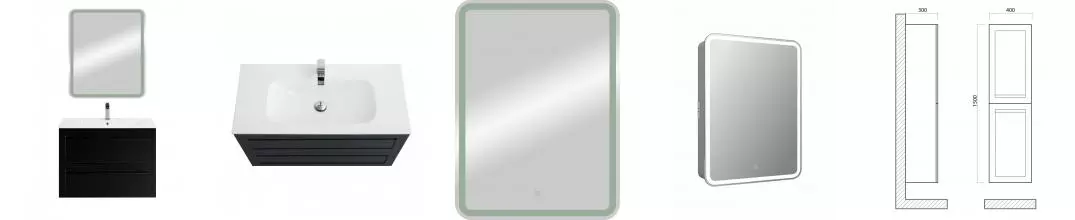 Мебель для ванной подвесная «Art&Max» Platino 80 чёрный матовый Мебель для ванной подвесная «Art&Max» Platino 80 чёрный матовый