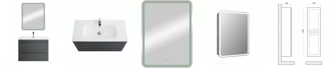Мебель для ванной подвесная «Art&Max» Platino 80 серый матовый Мебель для ванной подвесная «Art&Max» Platino 80 серый матовый