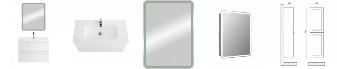 Мебель для ванной подвесная «Art&Max» Platino 80 белый матовый