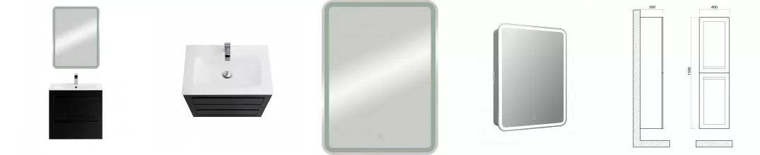 Мебель для ванной подвесная «Art&Max» Platino 60 чёрный матовый Мебель для ванной подвесная «Art&Max» Platino 60 чёрный матовый