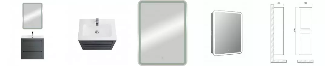 Мебель для ванной подвесная «Art&Max» Platino 60 серый матовый Мебель для ванной подвесная «Art&Max» Platino 60 серый матовый