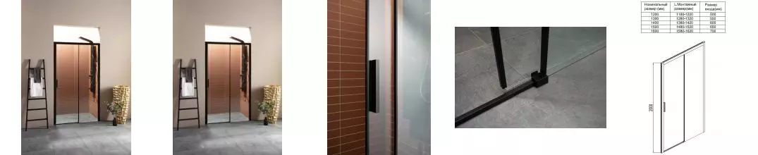Душевая дверь «Aquanet» Pleasure 150 прозрачная/чёрная без поддона универсальный
