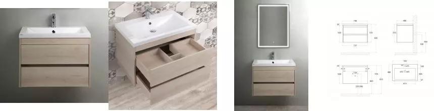 Тумба с раковиной «Art&Max» Family 75 (Am-lav 75) подвесная Pino Bianco