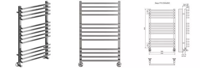 Водяной полотенцесушитель «Terminus» Берн П13 53/80 хром