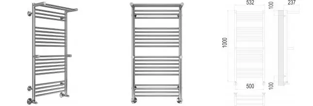 Водяной полотенцесушитель «Terminus» Аврора П20 53/100 хром с двумя полками