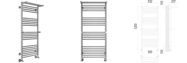 Водяной полотенцесушитель «Terminus» Аврора П22 53/120 хром с двумя полками