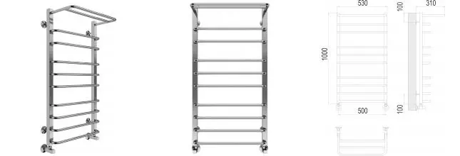 Водяной полотенцесушитель «Terminus» Арктур П10 53/100 хром с полкой