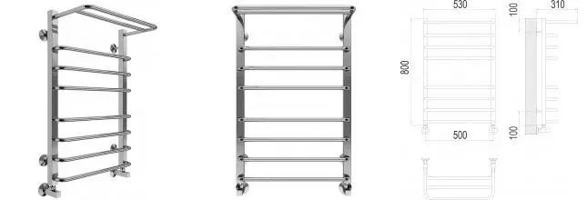 Водяной полотенцесушитель «Terminus» Арктур П8 53/80 хром с полкой Водяной полотенцесушитель «Terminus» Арктур П8 53/80 хром с полкой