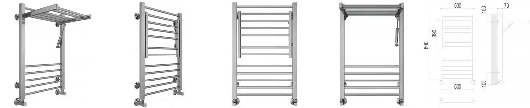 Водяной полотенцесушитель «Terminus» Валенсия П12 53/80 хром с полкой