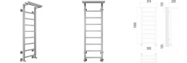 Водяной полотенцесушитель «Terminus» Контур П9 37/100 хром с полкой