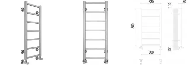 Водяной полотенцесушитель «Terminus» Контур П7 33/80 хром