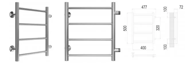 Водяной полотенцесушитель «Terminus» Аврора П4 48/50 хром универсальный