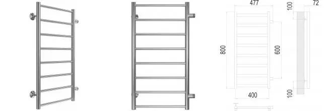 Водяной полотенцесушитель «Terminus» Аврора П8 48/80 хром универсальный