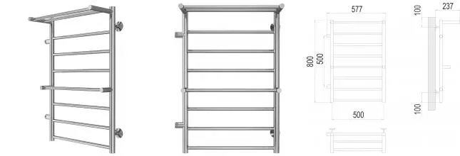 Водяной полотенцесушитель «Terminus» Анкона П8 58/80 хром с полкой левый