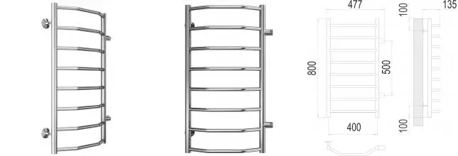 Водяной полотенцесушитель «Terminus» Виктория П8 48/80 хром универсальный