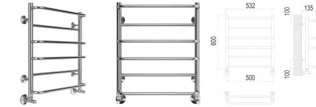 Водяной полотенцесушитель «Terminus» Евромикс П6 53/60 хром