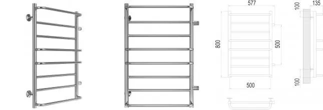 Водяной полотенцесушитель «Terminus» Евромикс П8 58/80 хром универсальный