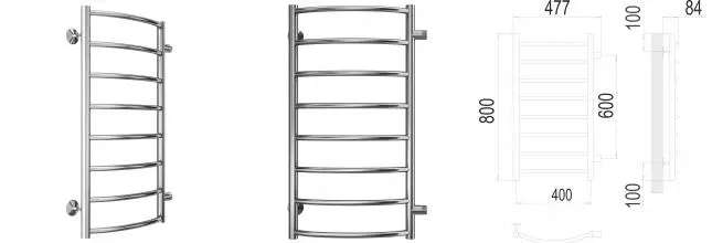 Водяной полотенцесушитель «Terminus» Классик П8 48/80 хром универсальный