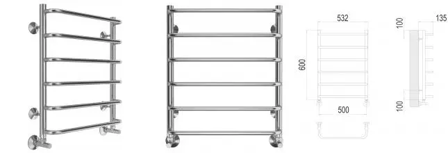 Водяной полотенцесушитель «Terminus» Стандарт П6 53/60 хром