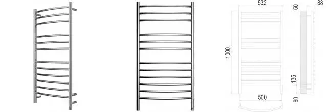 Электрический полотенцесушитель «Terminus» Классик П12 53/100 Sensor Quick Touch хром правый