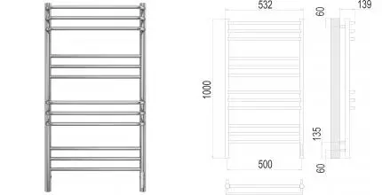 Электрический полотенцесушитель «Terminus» Прато П12 53/100 Sensor Quick Touch хром правый