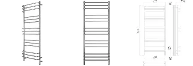 Электрический полотенцесушитель «Terminus» Прато П15 53/130 Sensor Quick Touch хром правый