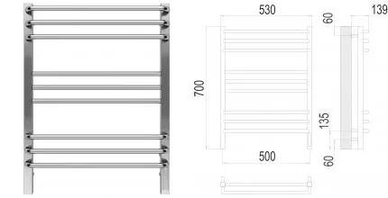 Электрический полотенцесушитель «Terminus» Соренто П9 53/70 Sensor Quick Touch хром правый